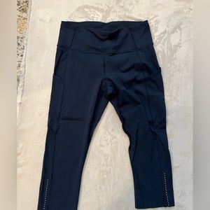 Lululemon leggings, navy crop details on sides